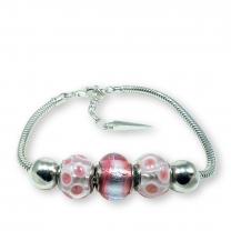 Murano glass charm bead silver bracelet - Genoa