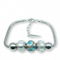 Murano glass charm bead silver bracelet - Pisa