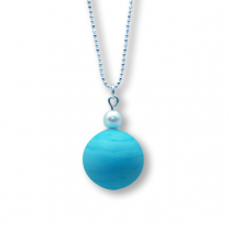 Murano Glass Pendant Necklace - Julietta Turquoise/Pearl