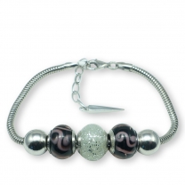 Murano glass charm bead silver bracelet - Bologna