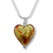 Murano Glass Heart Pendant - Mara Rosso