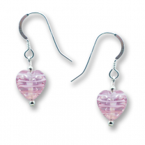 Murano Glass Heart Earrings - Esta Fili Cerise-Pink