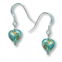 Murano Glass Heart Earrings - Mara Turquoise