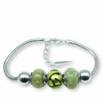 Murano glass charm bead silver bracelet - Turin