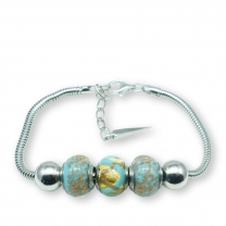 Murano glass charm bead silver bracelet - Trieste