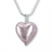 Murano Glass Heart Pendant - Esta Rosa Silver