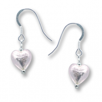 Murano Glass Heart Earrings - Esta Rosa Silver