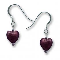 Murano Glass Heart Earrings - Esta Ruby