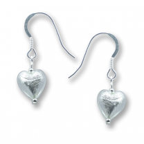 Murano Glass Heart Earrings - Esta Silver