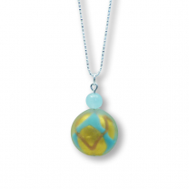 Murano Glass Pendant Necklace - Julietta Gold/Turquoise