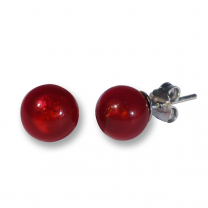 Murano Glass Stud Earrings - Esta Ruby Red