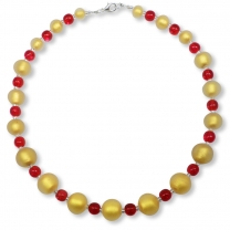 Murano Glass Necklace - Luna Gold Matt