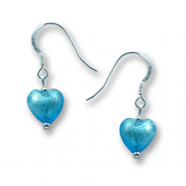 Murano Glass Heart Earrings - Esta Aquamarine