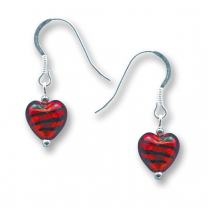 Murano Glass Heart Earrings - Esta Rosso Zebrato