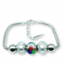 Murano glass charm bead silver bracelet - Napoli