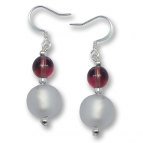 Murano Glass Earrings - Luna Silver Matt