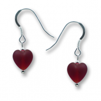 Murano Glass Heart Earrings - Esta Rosso Matte