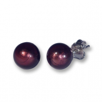 Murano Glass Stud Earrings - Dark Amethyst