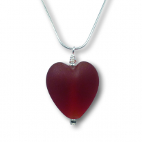 Murano Glass Heart Pendant - Esta Rosso Matte