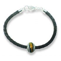 Murano glass charm bead nappa leather bracelet - Venezia Trentanove