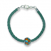Murano glass charm bead leather bracelet - Mille