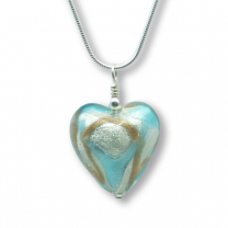 Murano Glass Heart Pendant - Mara Turquoise