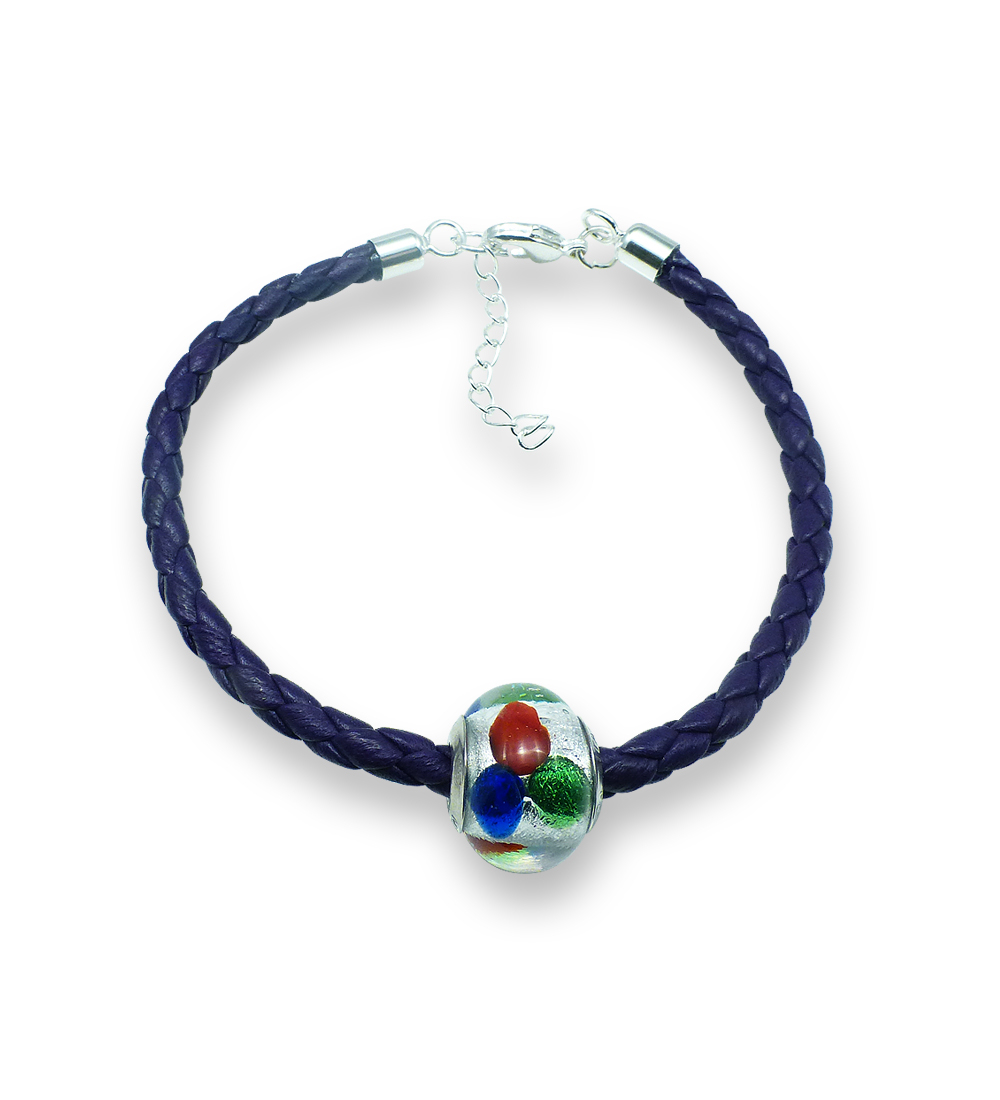 Murano glass charm bead nappa leather bracelet – Venezia Cinque Photo