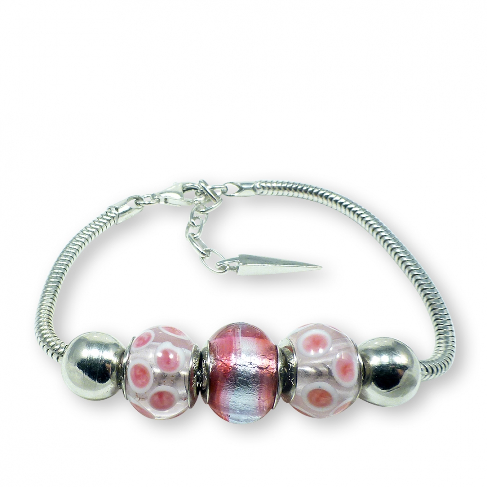 Murano glass charm bead silver bracelet - Genoa Photo