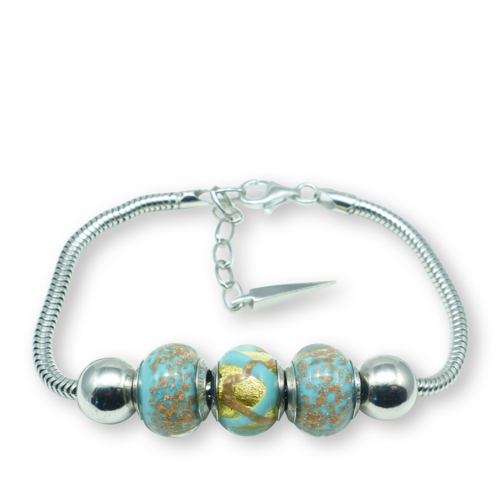 Murano glass charm bead silver bracelet - Trieste Photo