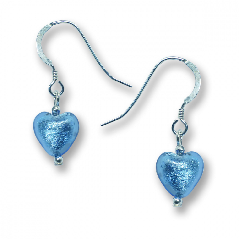 Murano Glass Heart Earrings - Esta Azure Photo