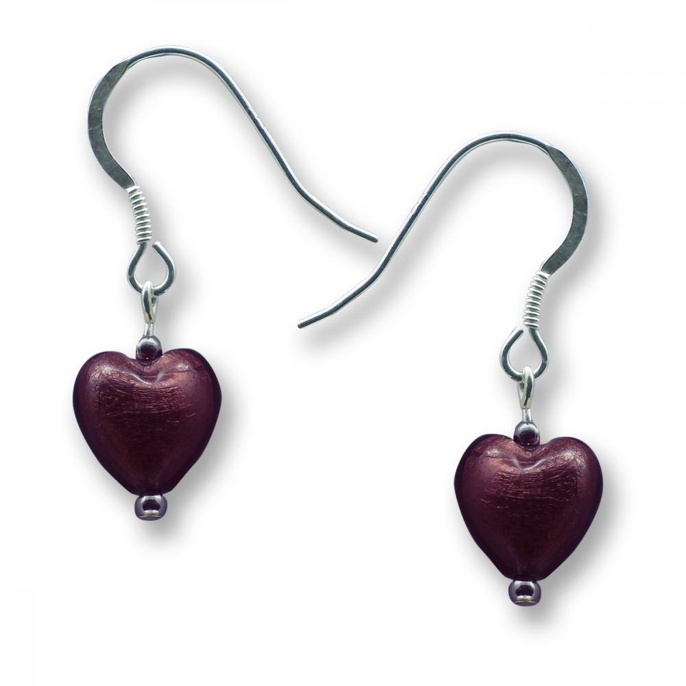 Murano Glass Heart Earrings - Esta Ruby Photo