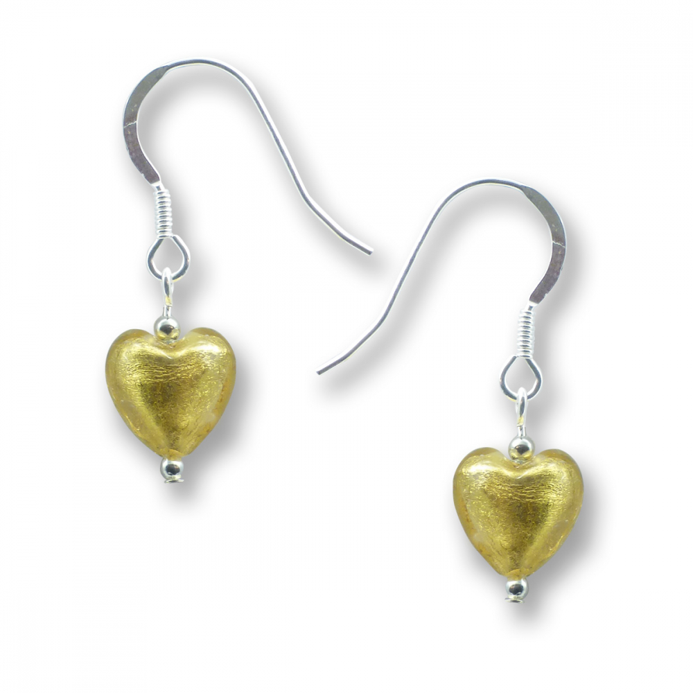 Murano Glass Heart Earrings - Esta Gold Photo