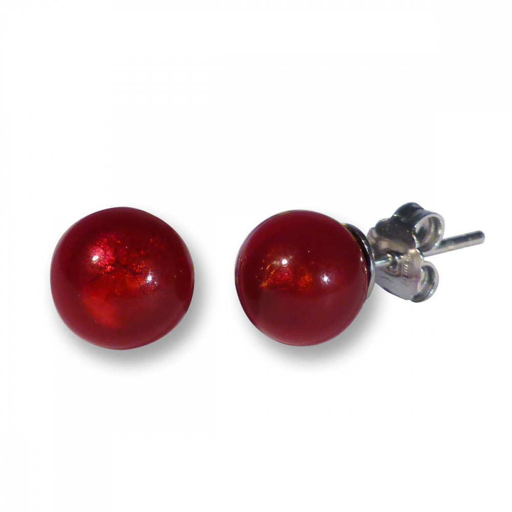 Murano Glass Stud Earrings - Esta Ruby Red Photo