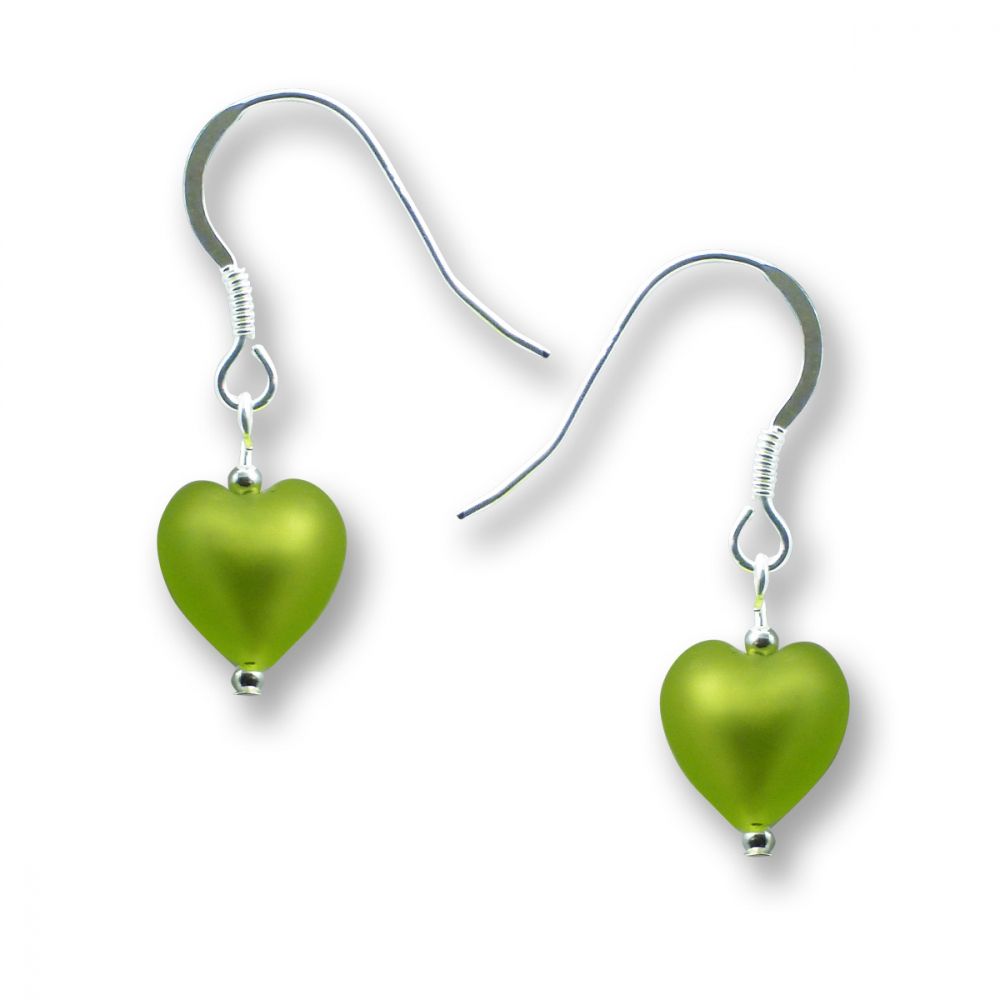 Murano Glass Heart Earrings - Esta Mela Verde Photo