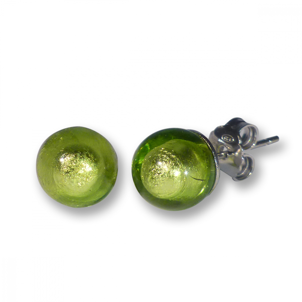 Murano Glass Stud Earrings - Esta Lime Photo