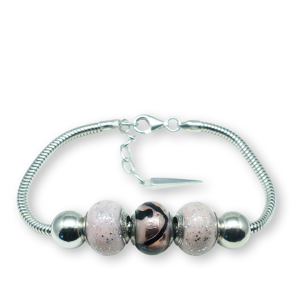 Murano glass charm bead silver bracelet - Palermo Photo