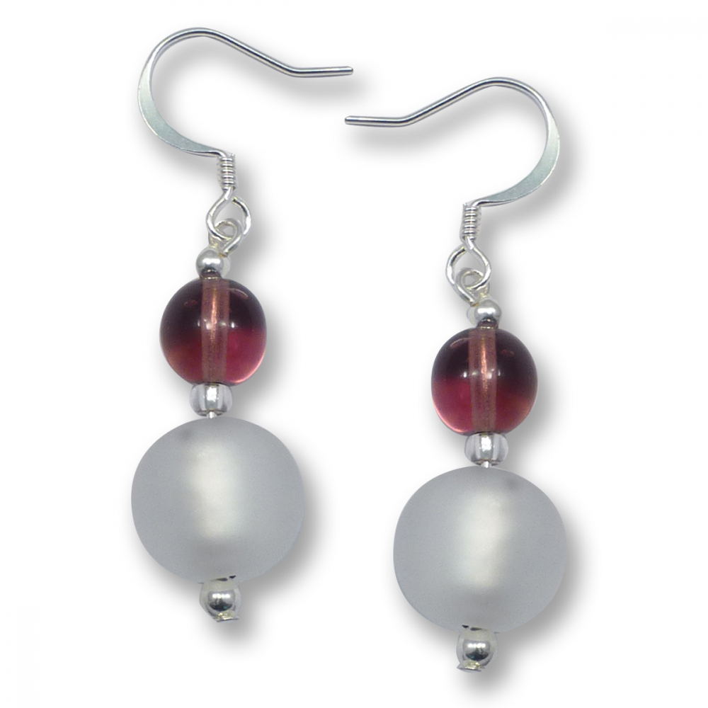 Murano Glass Earrings - Luna Silver Matt Photo