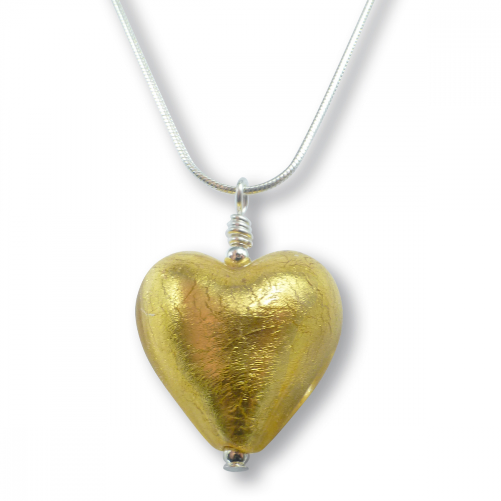 Murano Glass Heart Pendant - Esta Gold Photo