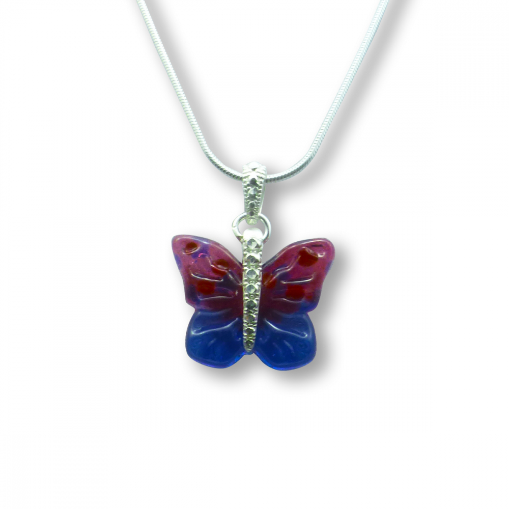 Murano Glass Butterfly Pendant – Farfalle Cremisi/Blue Photo