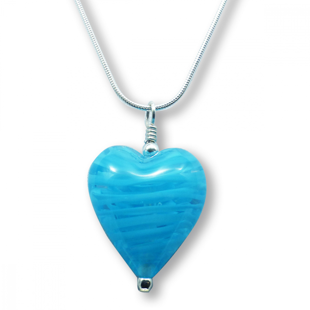 Murano Glass Heart Pendant - Esta Fili Blue Photo