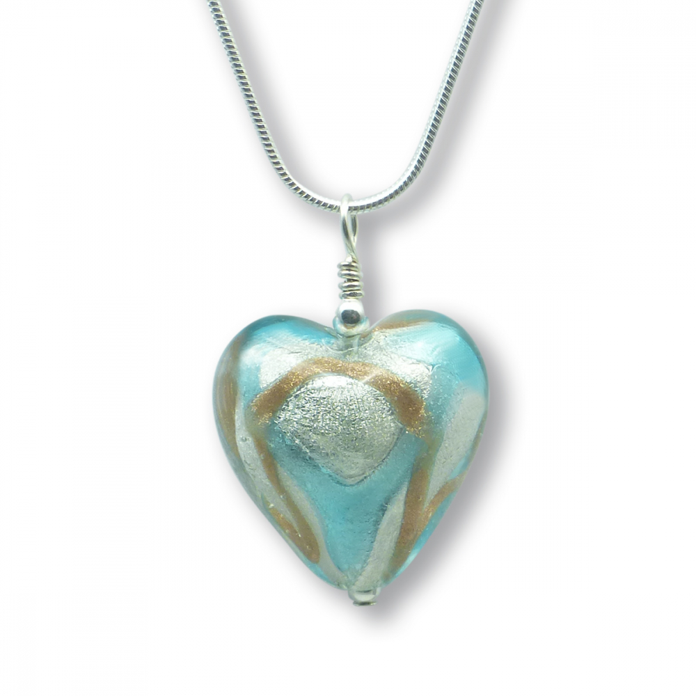 Murano Glass Heart Pendant - Mara Turquoise Photo