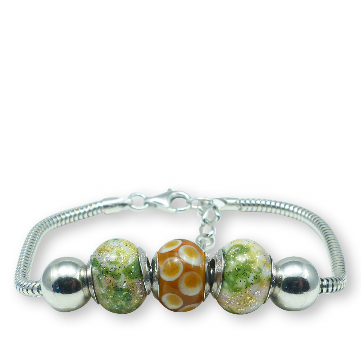 Murano glass charm bead silver bracelet Verona