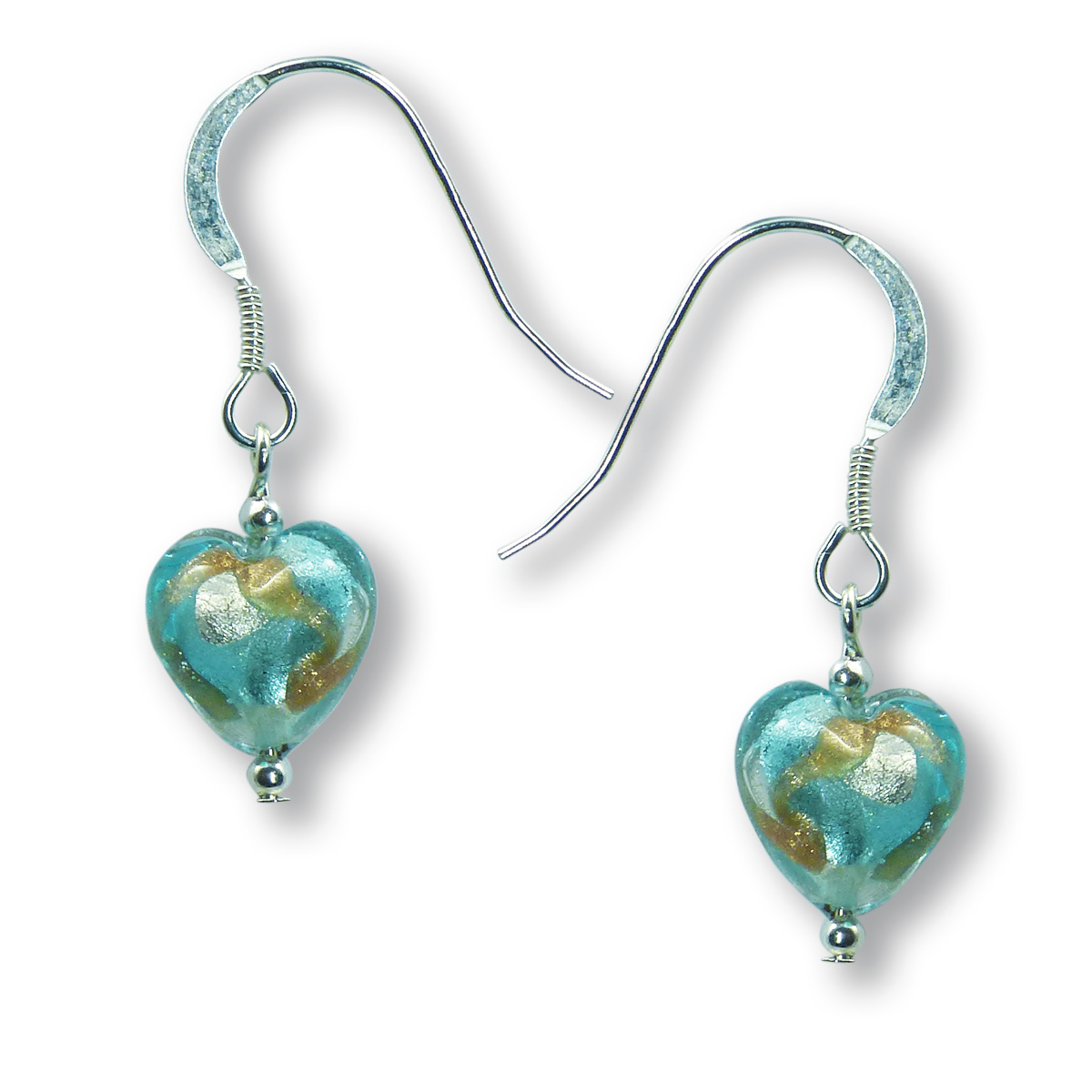 Murano Glass Heart Earrings Mara Turquoise
