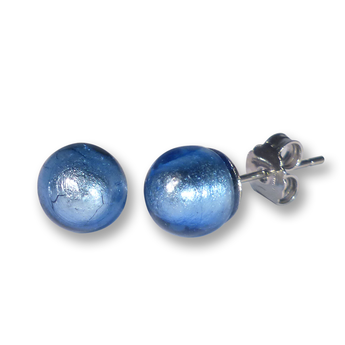 Murano Glass Stud Earrings Esta Azure Blue from Simply Murano